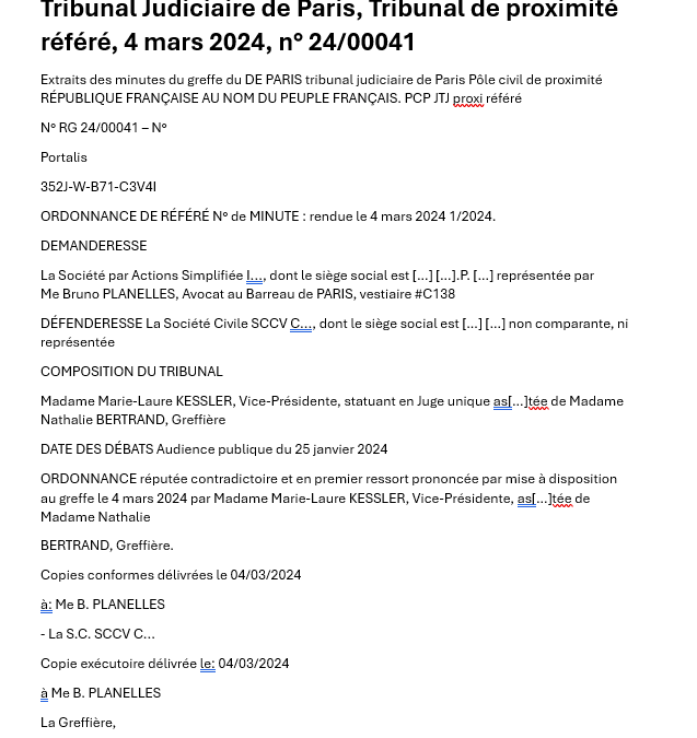 Tribunal Judiciaire de Paris, Tribunal de proximité référé, 4 mars 2024, n° 24/00041 : Recouvrement factures impayées