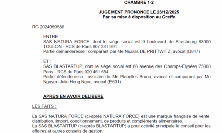Jugement du Tribunal de commerce de Paris 23.12.2025 RG 2024069586 Prestations de levée de fonds/Recouvrement